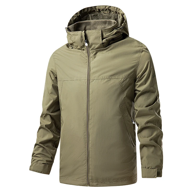 Herren Leichte packbare Regen- und Windjacke mit verstellbarer Kapuze und Mikrofleece-Kragen Nord Taschen