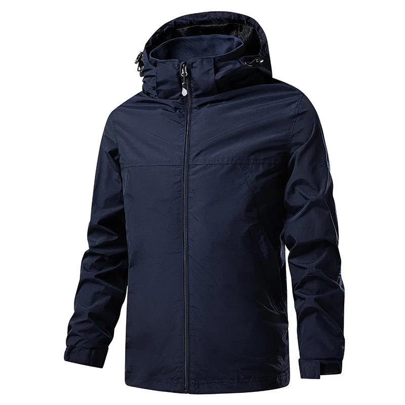 Herren Leichte packbare Regen- und Windjacke mit verstellbarer Kapuze und Mikrofleece-Kragen Nord Taschen