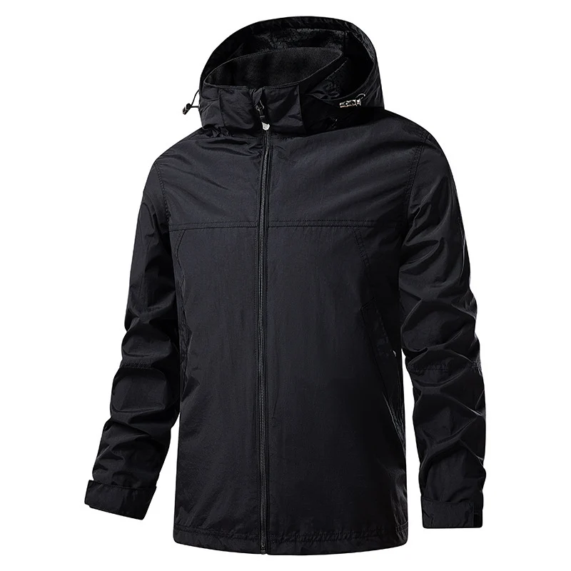 Herren Leichte packbare Regen- und Windjacke mit verstellbarer Kapuze und Mikrofleece-Kragen Nord Taschen