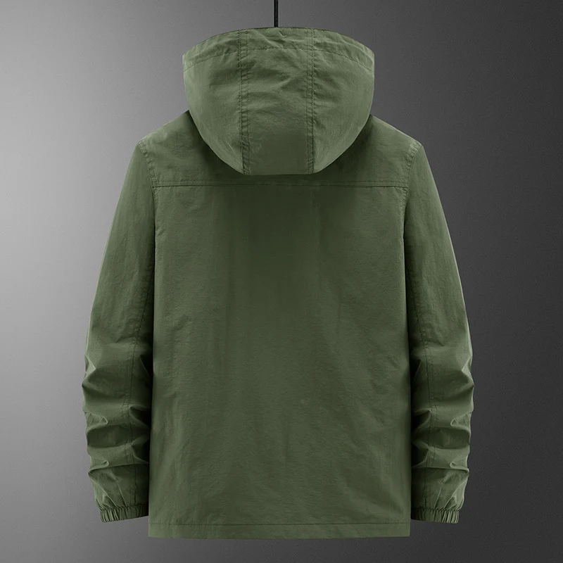 Herren Leichte Outdoor‑Fieldjacke mit Kapuze, vier aufgesetzten Taschen und verdecktem Reißverschluss Nord Taschen
