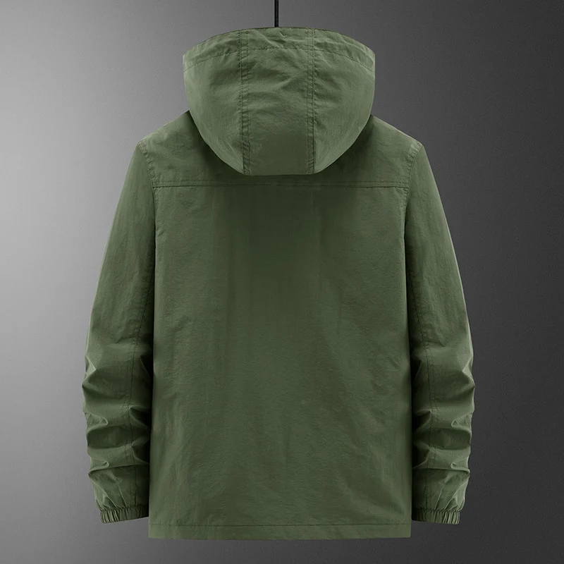 Herren Leichte Outdoor‑Fieldjacke mit Kapuze, vier aufgesetzten Taschen und verdecktem Reißverschluss Nord Taschen