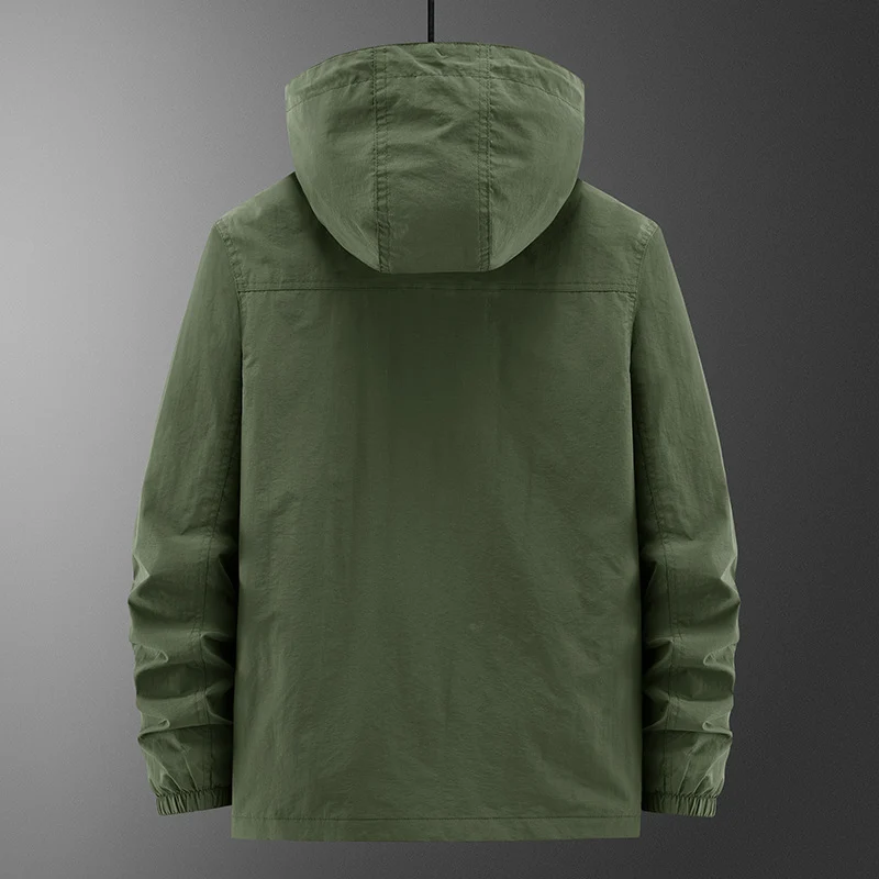 Herren Leichte Outdoor‑Fieldjacke mit Kapuze, vier aufgesetzten Taschen und verdecktem Reißverschluss Nord Taschen