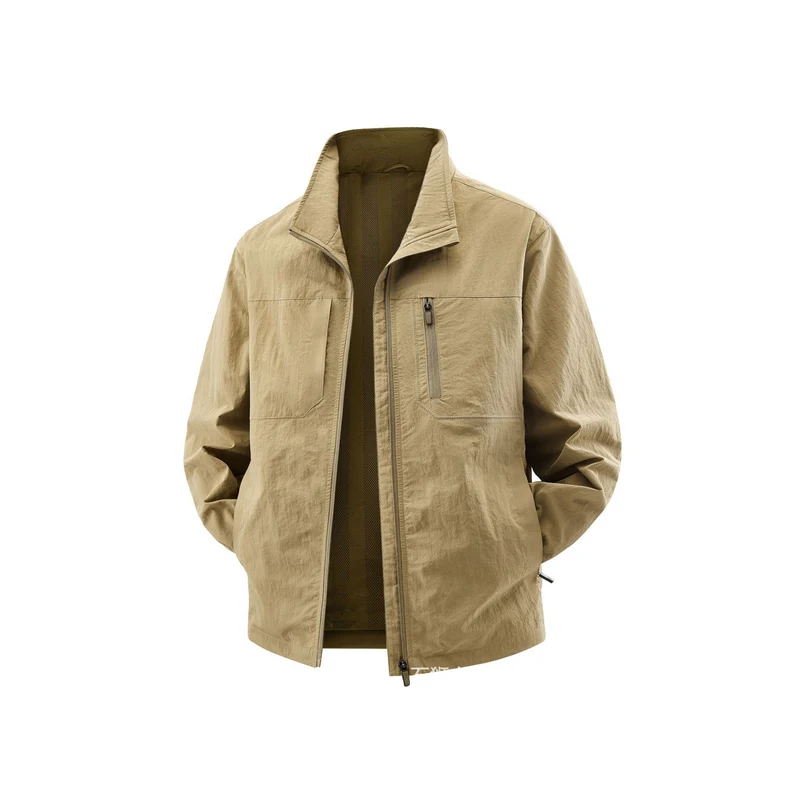 Herren Leichte Field-Utility-Jacke mit Mesh‑Futter, Stehkragen und Reißverschlusstaschen Nord Taschen
