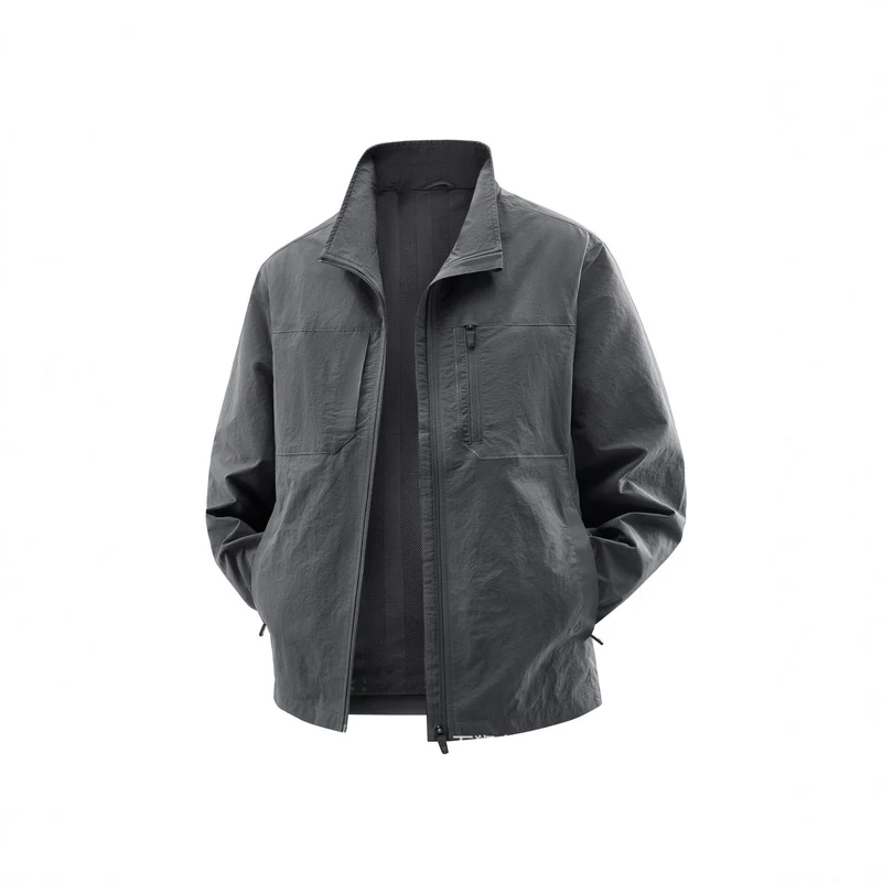 Herren Leichte Field-Utility-Jacke mit Mesh‑Futter, Stehkragen und Reißverschlusstaschen Nord Taschen