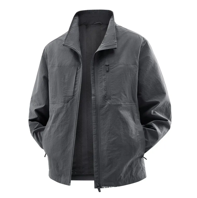 Herren Leichte Field-Utility-Jacke mit Mesh‑Futter, Stehkragen und Reißverschlusstaschen Nord Taschen