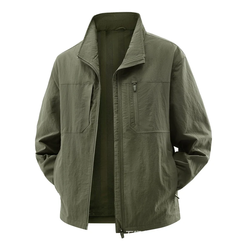 Herren Leichte Field-Utility-Jacke mit Mesh‑Futter, Stehkragen und Reißverschlusstaschen Nord Taschen