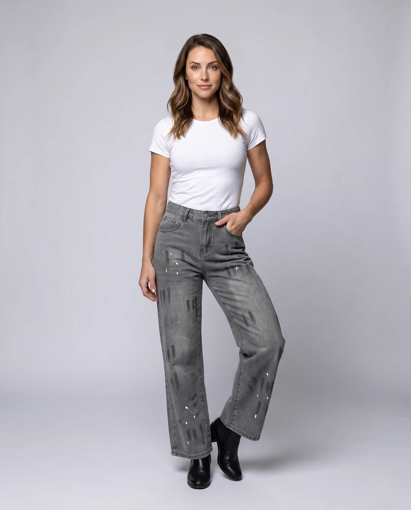 Damenmode Hochbundige Baggy Jeans Nord Taschen