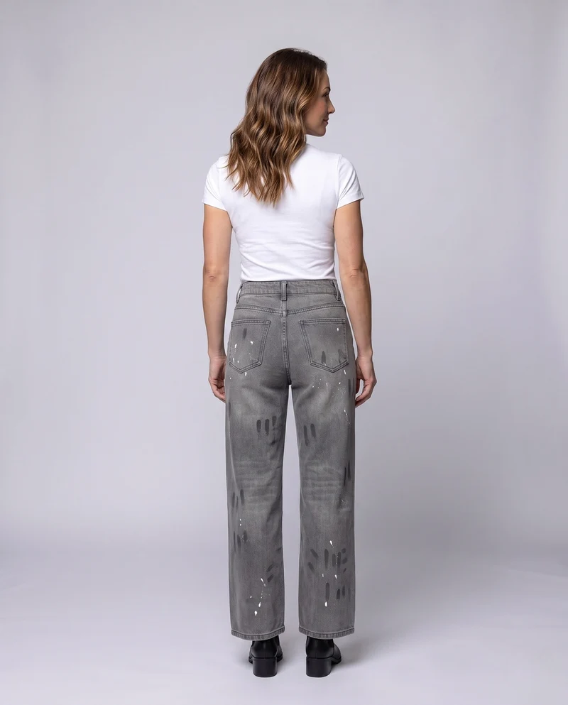 Damenmode Hochbundige Baggy Jeans Nord Taschen
