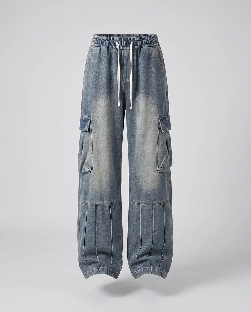 Damen Mode Cargo Jeans Nord Taschen