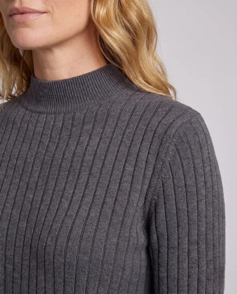 Damen Feinstrickpullover mit Waffelstruktur, kurzem Stehkragen und extralangen Bündchen Nord Taschen