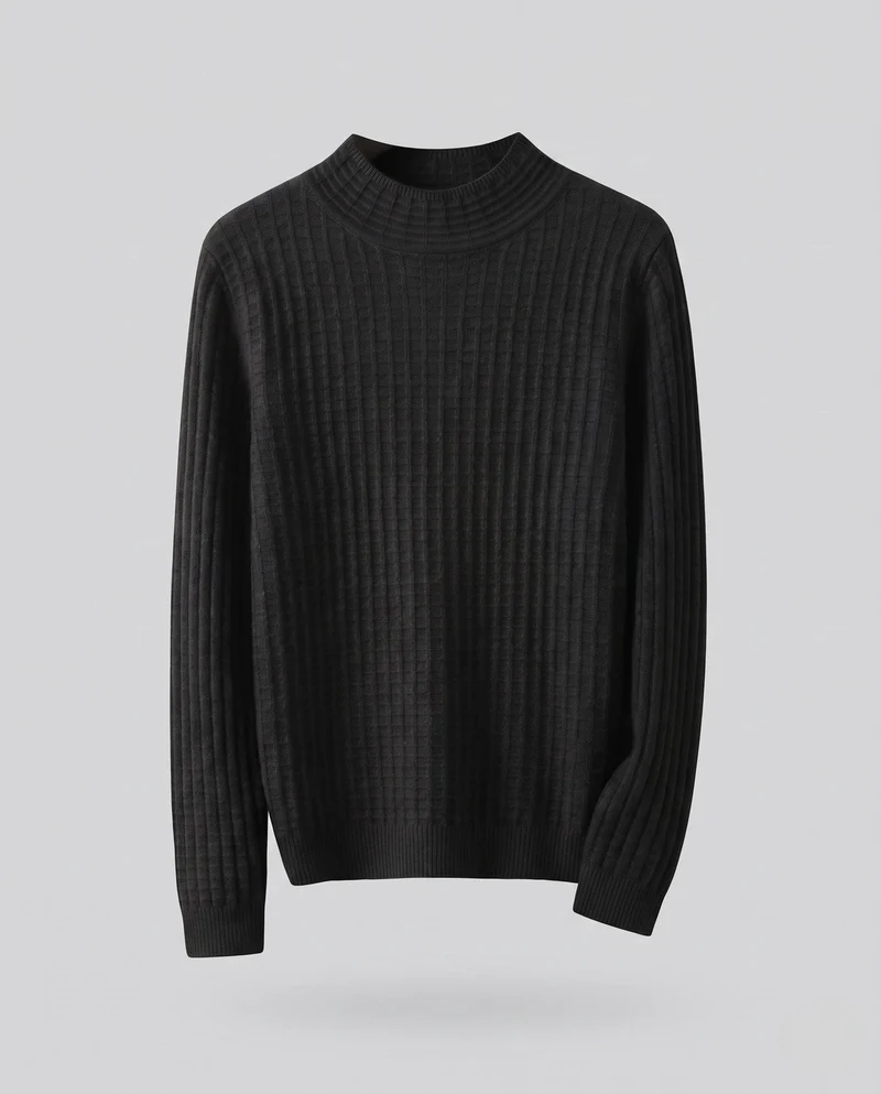 Damen Feinstrickpullover mit Waffelstruktur, kurzem Stehkragen und extralangen Bündchen Nord Taschen