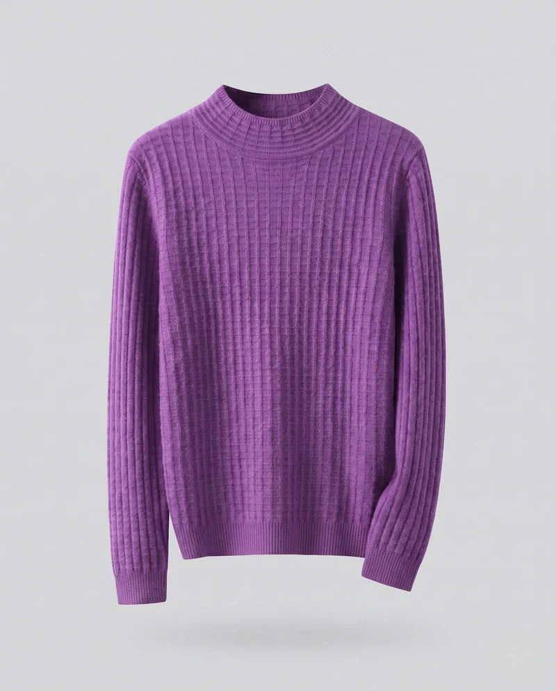 Damen Feinstrickpullover mit Waffelstruktur, kurzem Stehkragen und extralangen Bündchen Nord Taschen