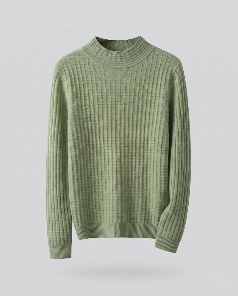 Damen Feinstrickpullover mit Waffelstruktur, kurzem Stehkragen und extralangen Bündchen Nord Taschen