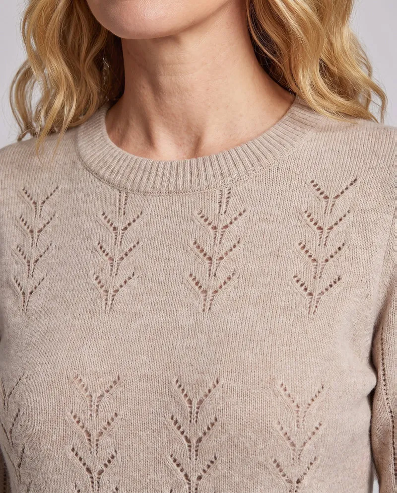 Damen Feinstrickpullover mit zartem Ajourmuster, Rundhals und legerer Passform Nord Taschen