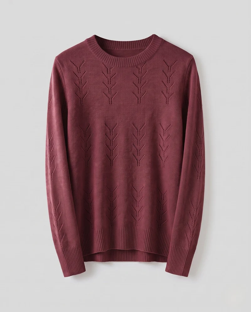 Damen Feinstrickpullover mit zartem Ajourmuster, Rundhals und legerer Passform Nord Taschen