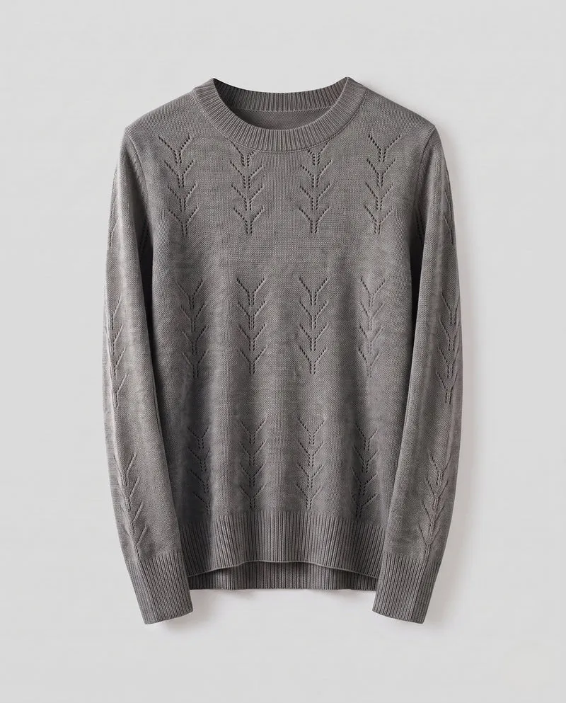 Damen Feinstrickpullover mit zartem Ajourmuster, Rundhals und legerer Passform Nord Taschen