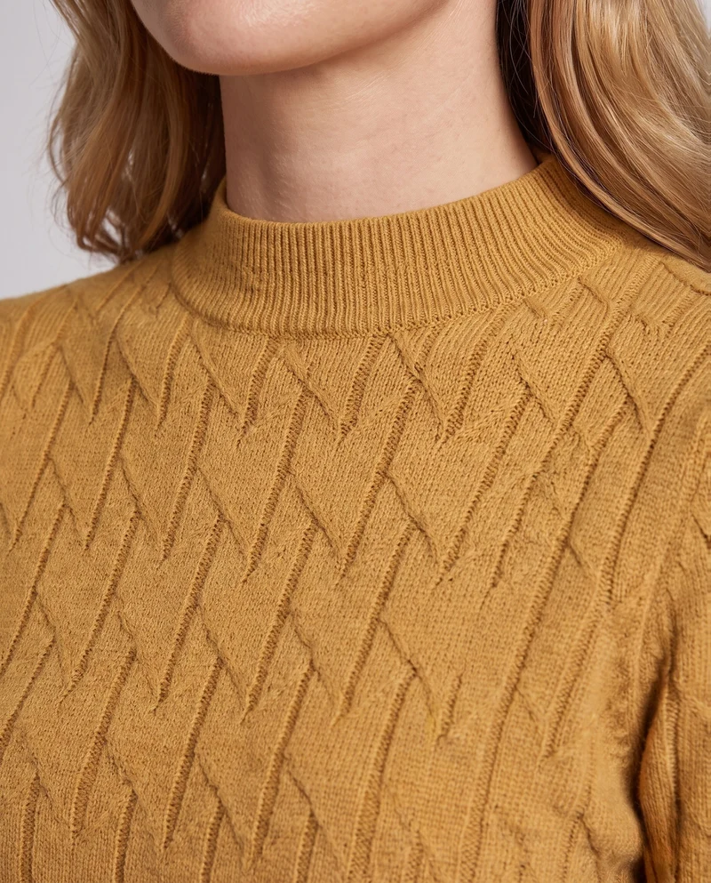 Damen Feinstrickpullover mit Zickzack‑Struktur und leichtem Stehkragen Nord Taschen