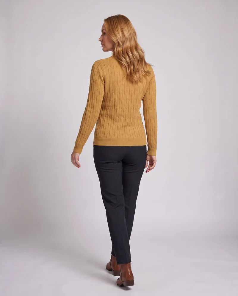 Damen Feinstrickpullover mit Zickzack‑Struktur und leichtem Stehkragen Nord Taschen