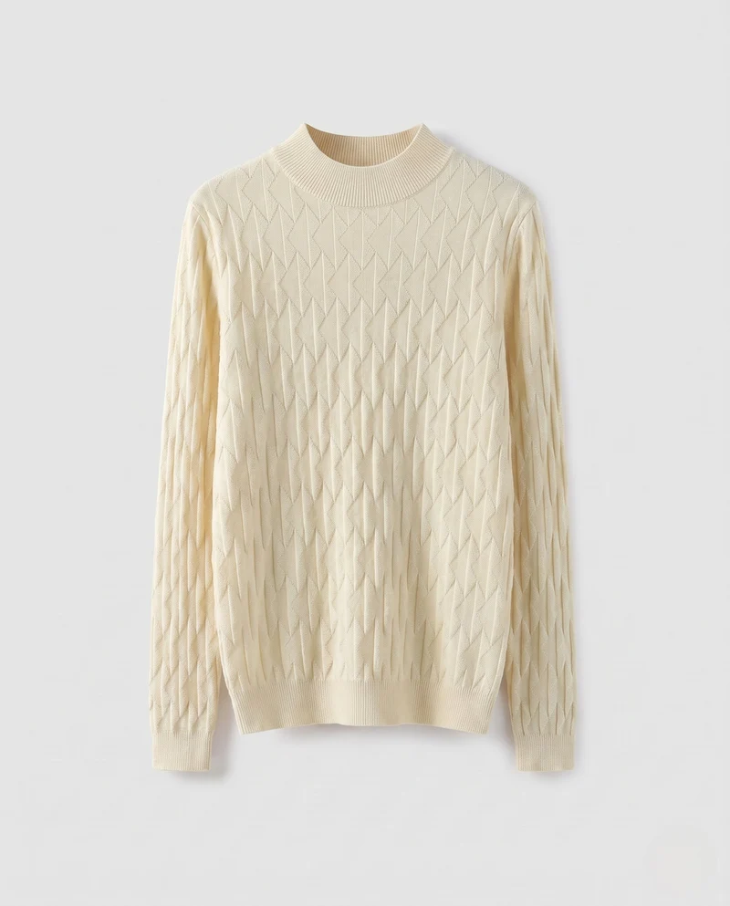 Damen Feinstrickpullover mit Zickzack‑Struktur und leichtem Stehkragen Nord Taschen