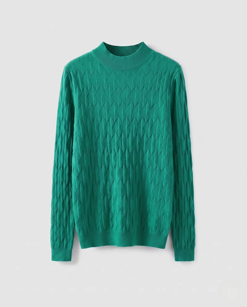 Damen Feinstrickpullover mit Zickzack‑Struktur und leichtem Stehkragen Nord Taschen