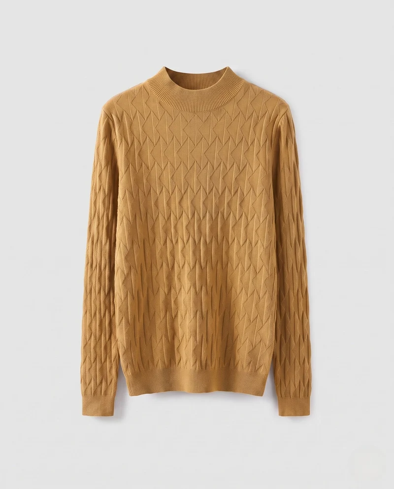 Damen Feinstrickpullover mit Zickzack‑Struktur und leichtem Stehkragen Nord Taschen