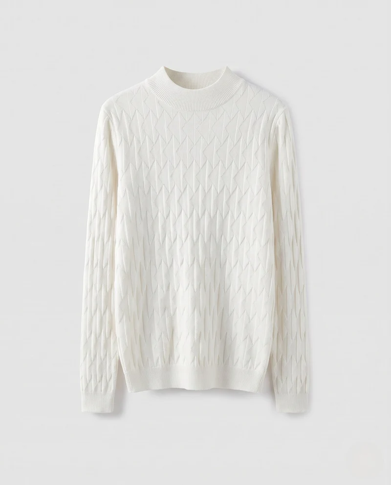Damen Feinstrickpullover mit Zickzack‑Struktur und leichtem Stehkragen Nord Taschen