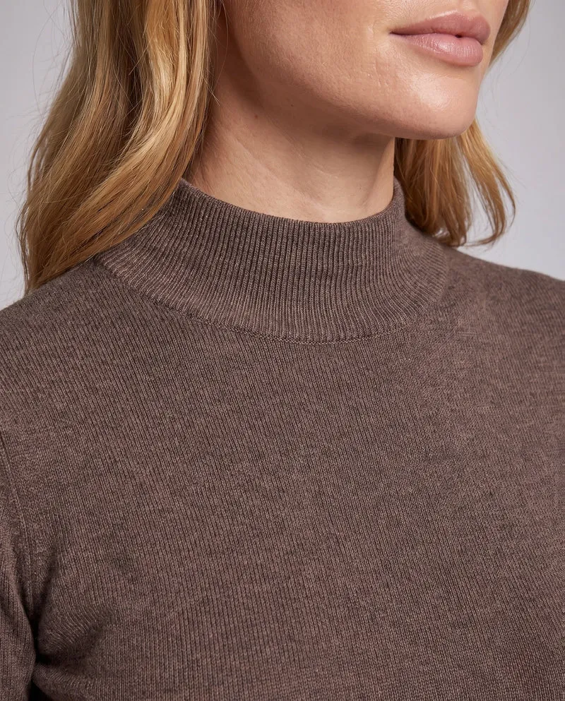 Damen Figurbetonter Feinstrick-Mockneck-Pullover mit feiner Rippenstruktur Nord Taschen