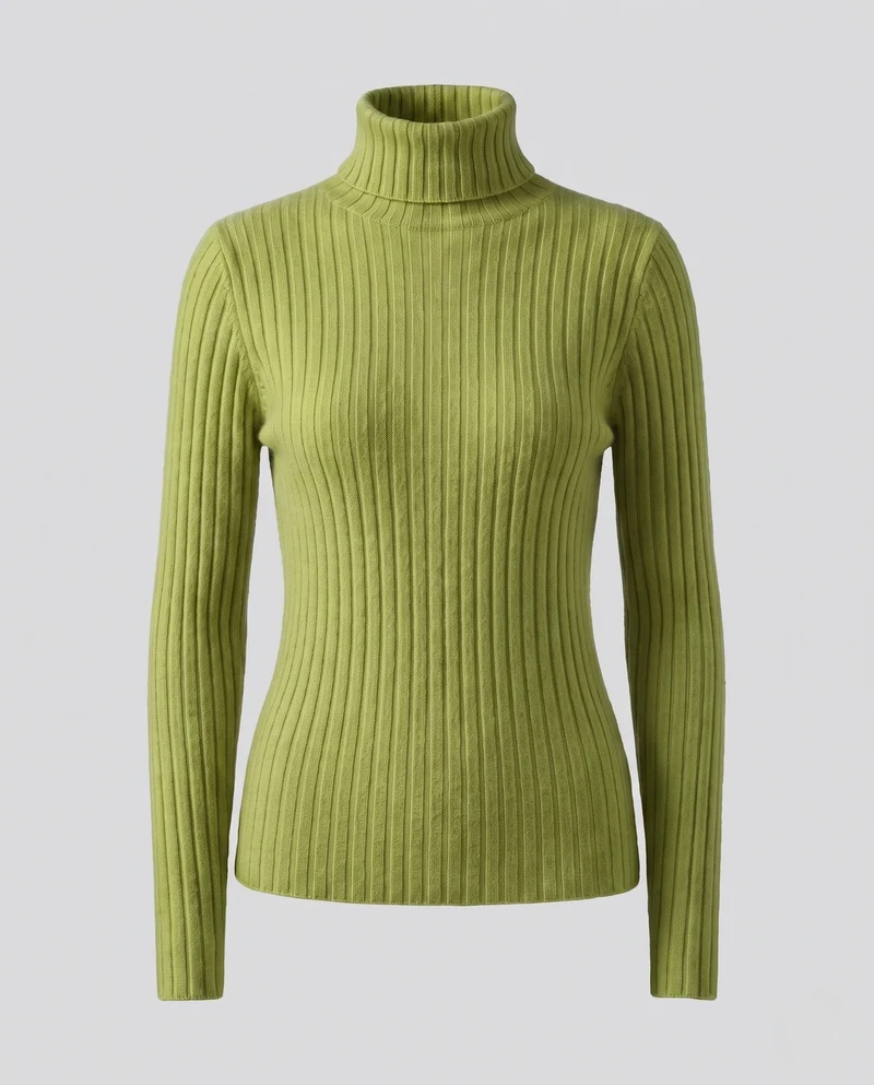 Damen Figurbetonter gerippter Feinstrickpullover mit kurzem Stehkragen und kaschmirähnlicher Weichheit Nord Taschen