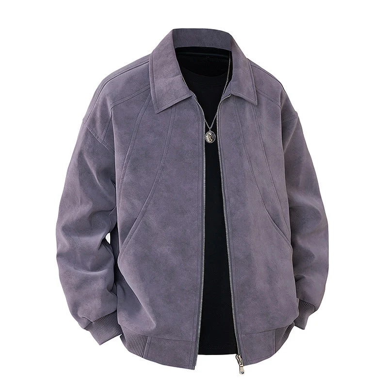 Herren elegante Wildlederjacke mit strukturiertem Schnitt