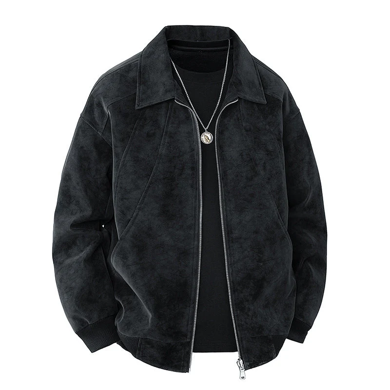 Herren elegante Wildlederjacke mit strukturiertem Schnitt
