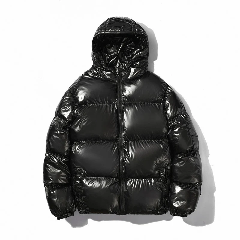 Herren Hochglänzende Wattierte Kapuzenjacke mit Steppung und Thermo‑Füllung Nord Taschen