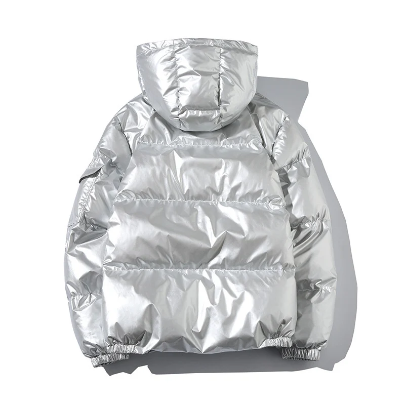 Herren Hochglänzende Wattierte Kapuzenjacke mit Steppung und Thermo‑Füllung Nord Taschen