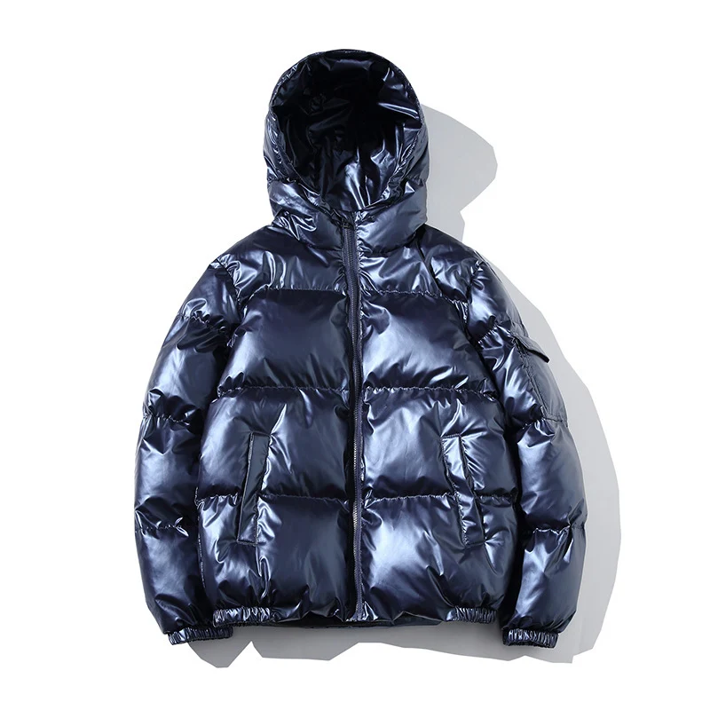 Herren Hochglänzende Wattierte Kapuzenjacke mit Steppung und Thermo‑Füllung Nord Taschen
