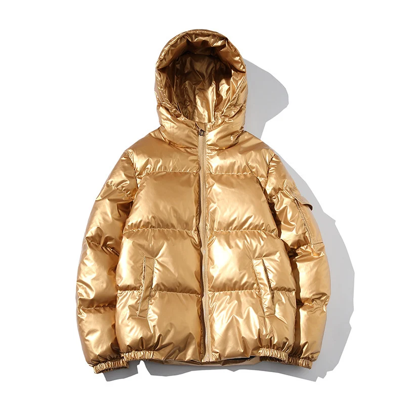 Herren Hochglänzende Wattierte Kapuzenjacke mit Steppung und Thermo‑Füllung Nord Taschen