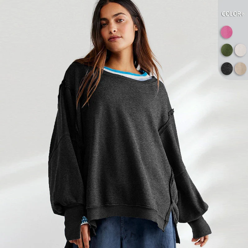 Damen Oversized Sweatshirt mit kreativem Saumdesign