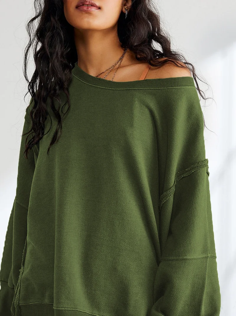 Damen Oversized Sweatshirt mit kreativem Saumdesign