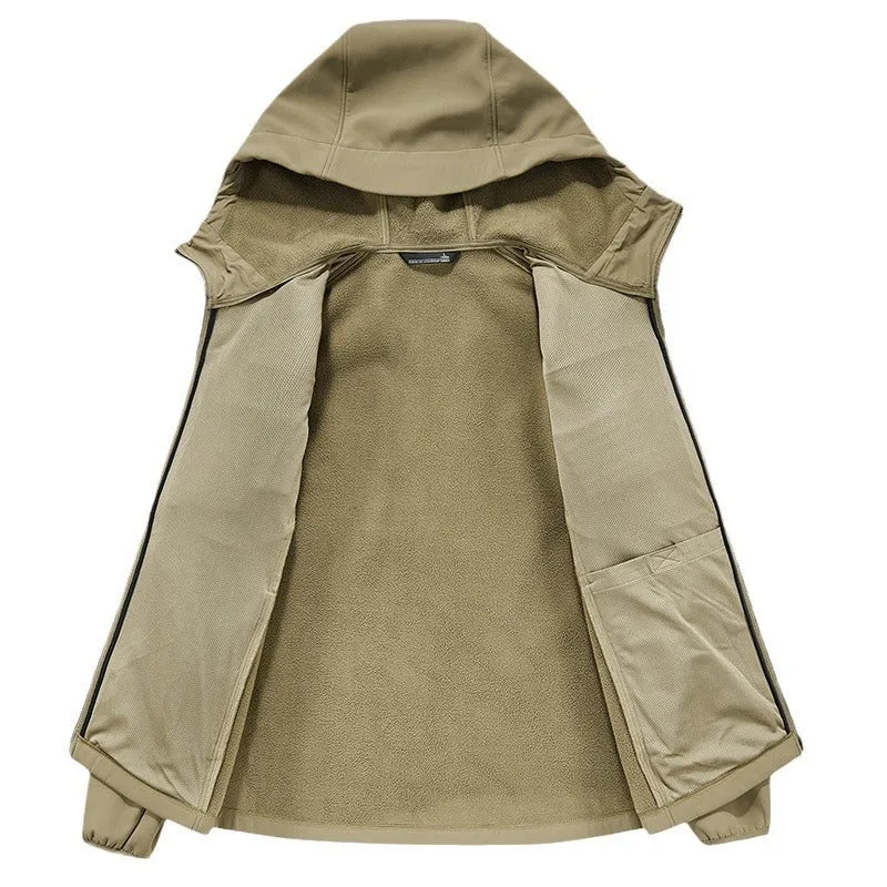 Herren Thermo-Softshelljacke mit Sherpa‑Futter, Kapuze und verdeckten Reißverschlusstaschen Nord Taschen