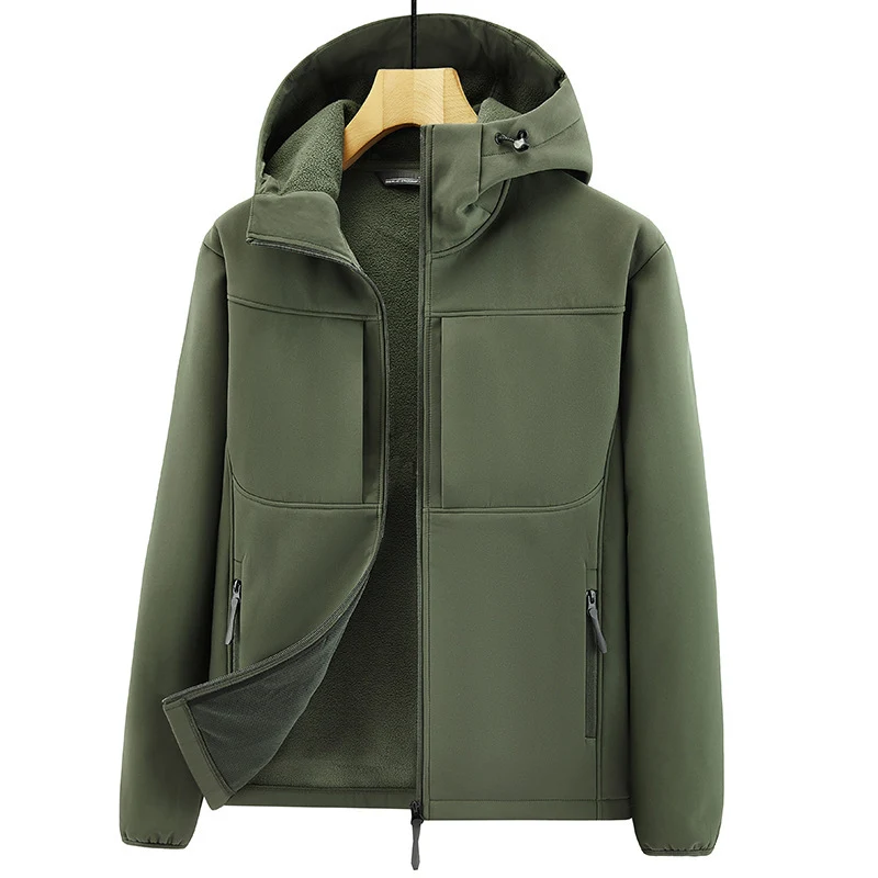 Herren Thermo-Softshelljacke mit Sherpa‑Futter, Kapuze und verdeckten Reißverschlusstaschen Nord Taschen