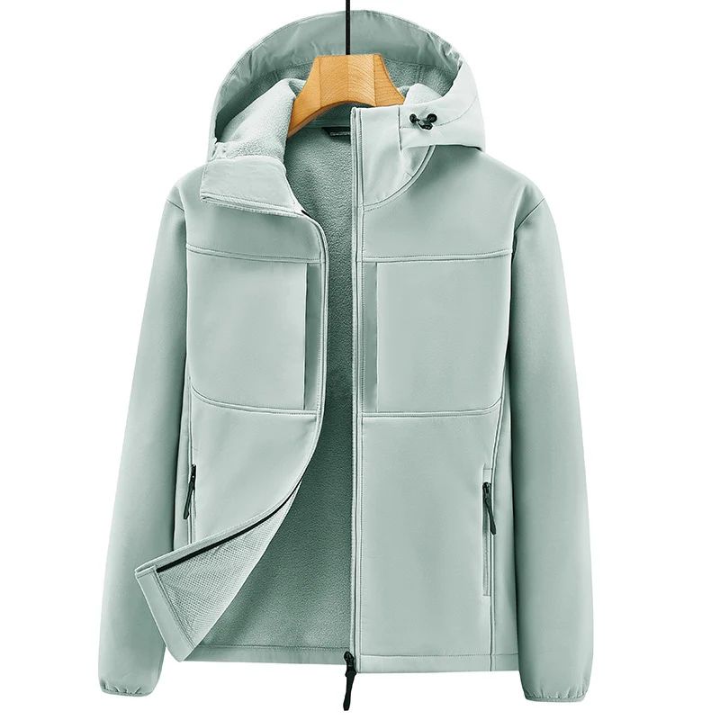 Herren Thermo-Softshelljacke mit Sherpa‑Futter, Kapuze und verdeckten Reißverschlusstaschen Nord Taschen