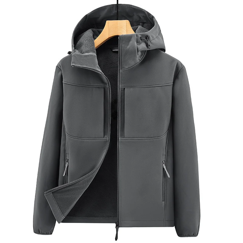 Herren Thermo-Softshelljacke mit Sherpa‑Futter, Kapuze und verdeckten Reißverschlusstaschen Nord Taschen