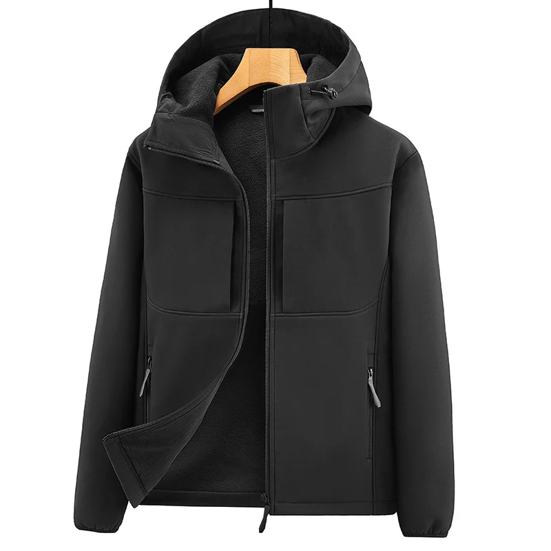 Herren Thermo-Softshelljacke mit Sherpa‑Futter, Kapuze und verdeckten Reißverschlusstaschen Nord Taschen