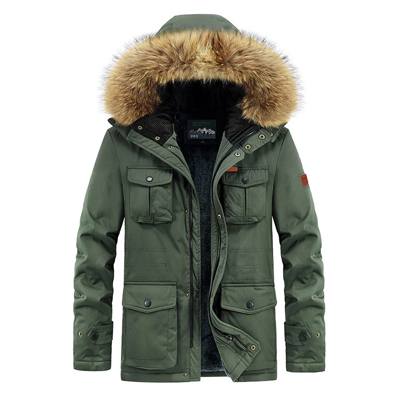 Herren Thermo-Parka mit Kunstfellkapuze, Teddyfutter & Mehrfach‑Taschen Nord Taschen