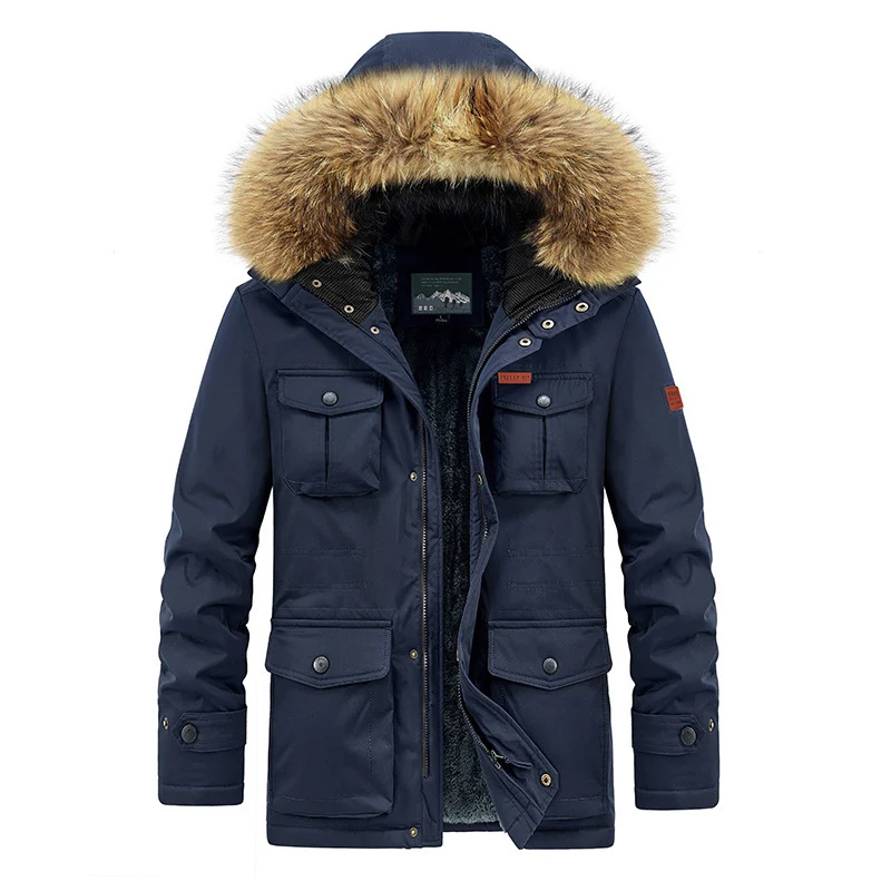 Herren Thermo-Parka mit Kunstfellkapuze, Teddyfutter & Mehrfach‑Taschen Nord Taschen