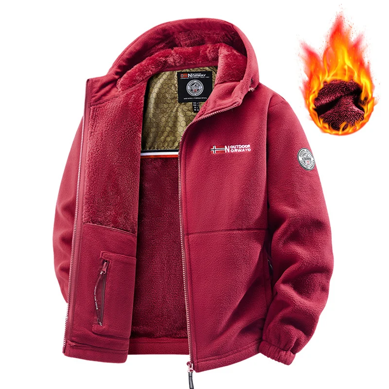 Herren Thermo-Fleecejacke mit Teddyfutter, Stehkragen und verdeckten Innentaschen Nord Taschen