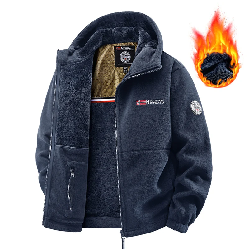 Herren Thermo-Fleecejacke mit Teddyfutter, Stehkragen und verdeckten Innentaschen Nord Taschen