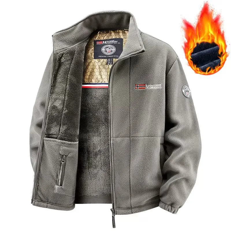 Herren Thermo-Fleecejacke mit Teddyfutter, Stehkragen und verdeckten Innentaschen Nord Taschen