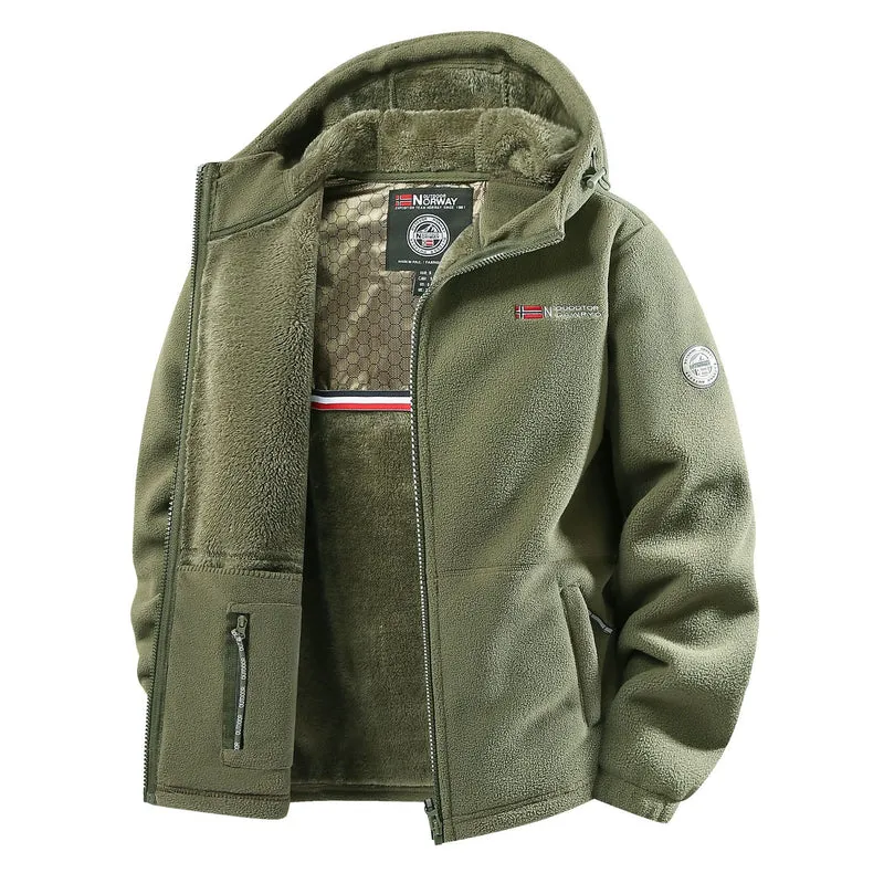 Herren Thermo-Fleecejacke mit Teddy-Innenfutter und Stehkragen Nord Taschen