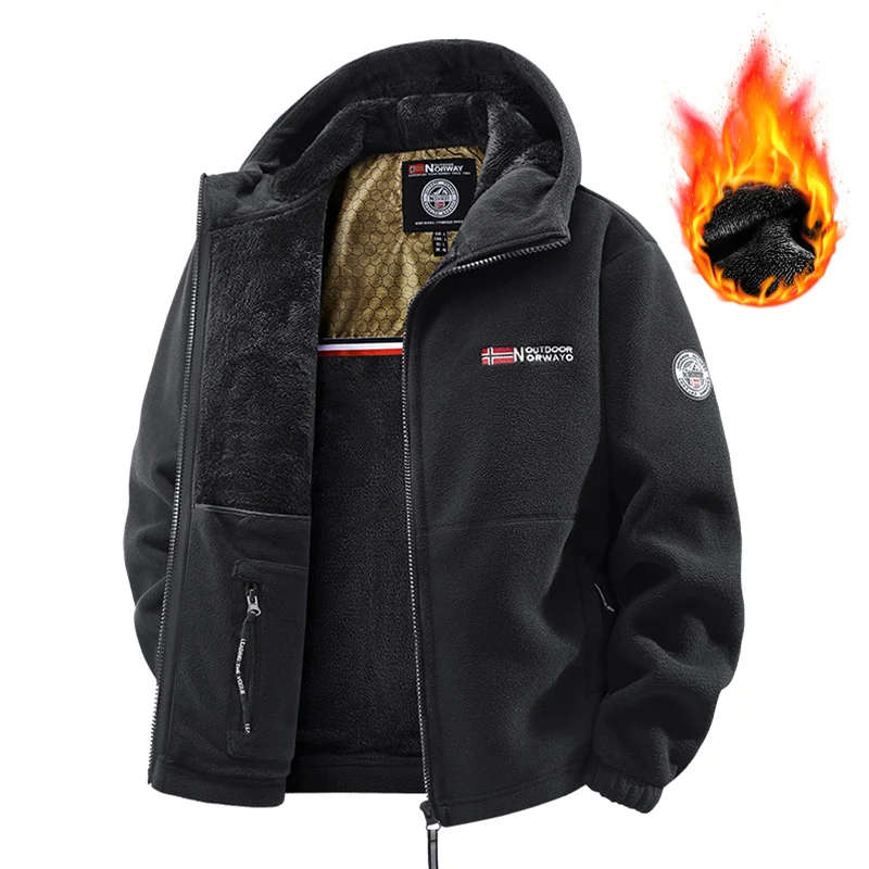 Herren Thermo-Fleecejacke mit Teddy-Innenfutter und Stehkragen Nord Taschen