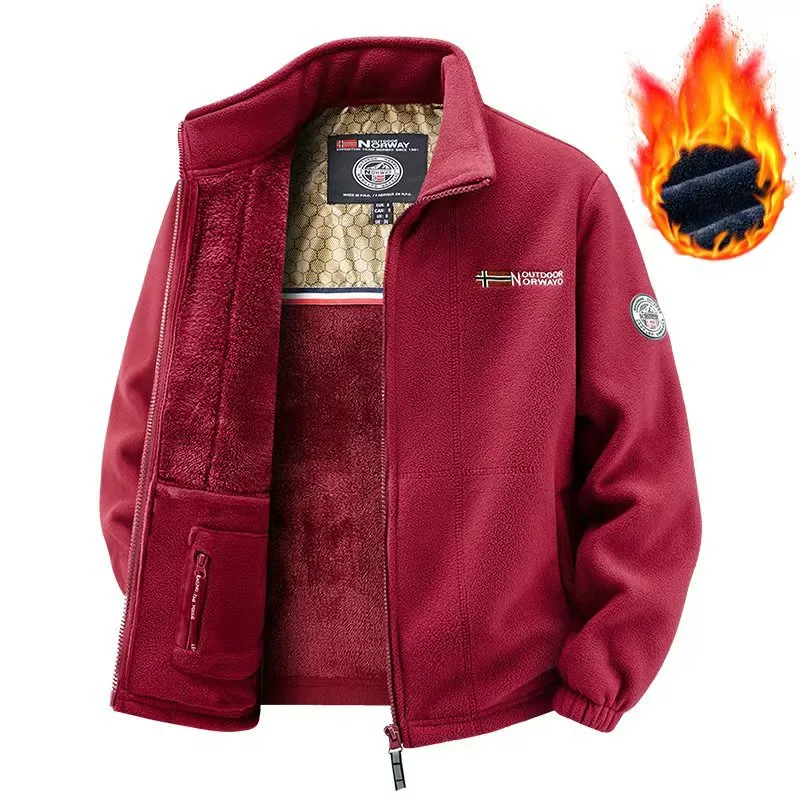 Herren Thermo-Fleecejacke mit Teddy-Innenfutter und Stehkragen Nord Taschen