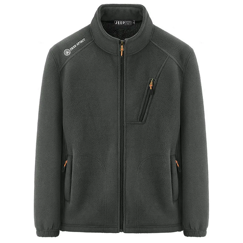 Herren Thermo‑Fleecejacke mit Sherpa‑Innenfutter, Stehkragen und Reißverschlusstaschen Nord Taschen